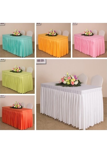 Suntek 47 'ev Masa Örtüsü Etek Düğün Ziyafet Parti Beyaz