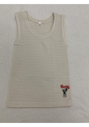 Hasyün Erkek Çocuk Kolsuz Yün Doğal Termal Bronşit Atleti 2 Adet Ekru