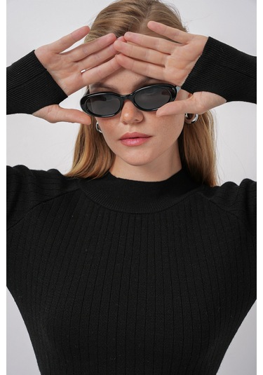 Bigdart 15905 Kadın Crop Kazak Pantolon Triko Alt Üst Takım - Siyah