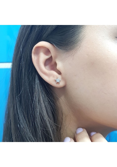 Lova 0.12 Karat Pırlanta Tektaş Yıldız Küpe - 3040087