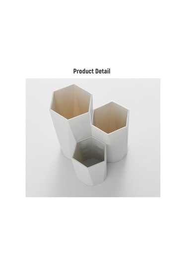 Fosenze Beyaz Üç Borulu Hexagonal Prisma Makyaj Fırçası Ve Kalem Organizer - Ofis, Ev, Banyo Masaüstü Depolama Kutusu Diğer