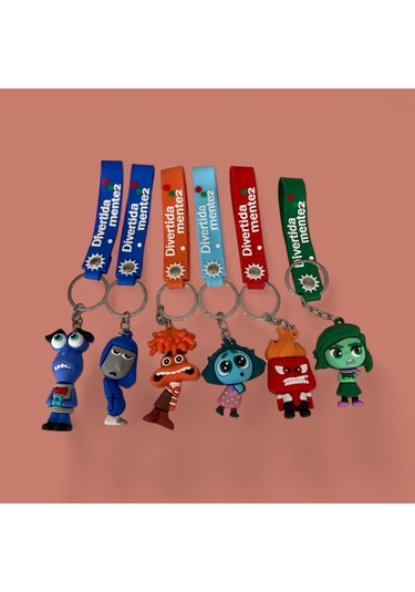 6 Lı Ters Yüz Duygular Karakter Anahtarlık Veya Çanta Süsü Çok Renkli