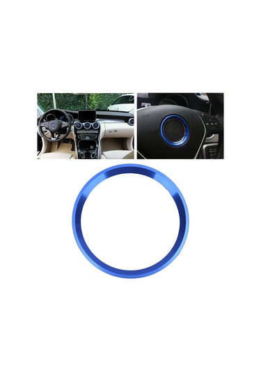 Lemestar Mercedes C E Cla Gla Glc Gle Sınıfı 2015+ İçin Aluminyum Alüminyum Direksiyon Merkezi Dekoratif Çerçeve - Mükemmel Uyum, Dayanıklı, Modası Takip Eden Mavi Renk Diğer