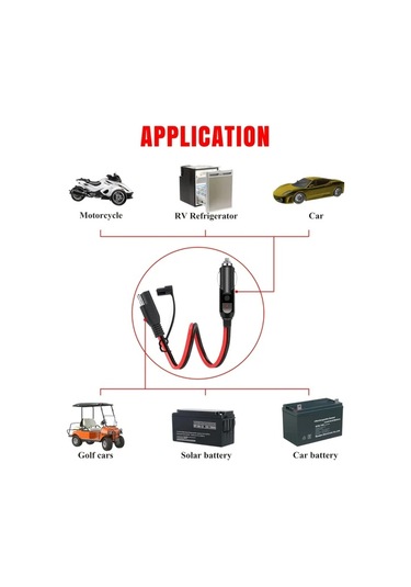 Xuweiwei 1ft 2pcs Sae Araç Şarj Kablosu 16awg Sigortalı Led Uzantı Kablosu