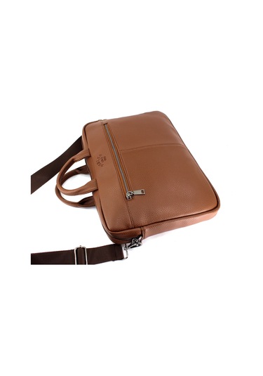 Taba Renk Askılı Dosya Evrak 15.6 İnç Laptop ve Evrak Çantası Taba