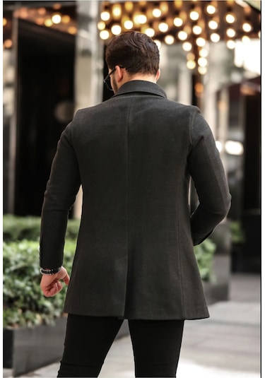 Erkek Antrasit Dar Kesim Kaşe Gömlek Yaka Palto Kaban Antrasit Erkek Antrasit Dar Kesim Kaşe Gömlek Yaka Palto Kaban Antrasit