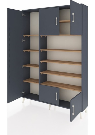 Arges Dolap 10 Raflı 5 Kapaklı 132x30x195 Antrasit-antrasit/çam Antrasit