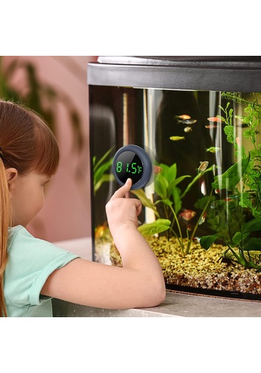 Springsun Akvaryum Isı Ölçer Siyah - Kablosuz Dokunmatik Led Ekranlı, Yüksek Hassasiyetli Fahrenheit Su Sıcaklığı Ölçümü