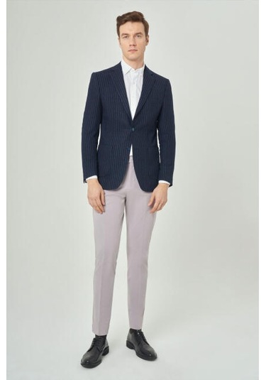 Bisse Pck 22242 Slim Fit Mono Yaka 2 Düğme Çift Yırtmaç Laci Pck22k22242 D39 Lacivert