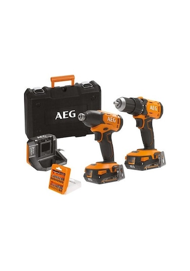 Aeg JP18I2-202C + BSB18G4 + BSS18C2 18V 2'li Darbeli Matkap Seti – 4935479197