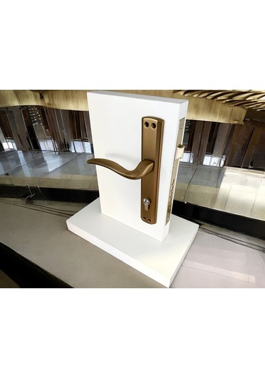 Trim Mat Antik Sarı Aynalı Yale Çelik Kapı Kolu Sol Elle Açılır Tek Taraf Kilit Hariçtir