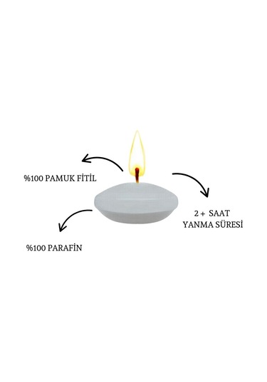 50'li Paket 3.5 Cm Gri Yüzen Mumlar Gri