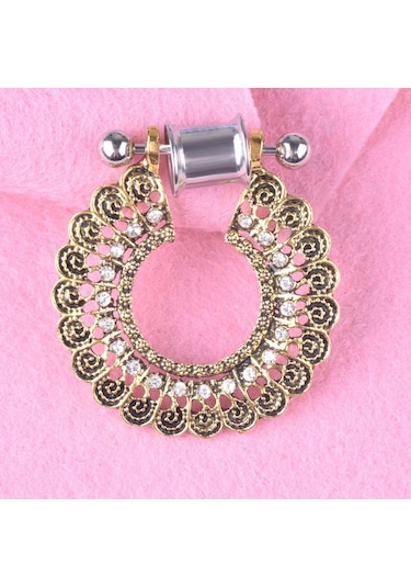 Homyl 1 Çift Paslanmaz Çelik Kulak Ölçer Tünel Kiti Altın