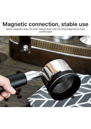 Youtek Kahve Portafilter Mangeneği - 51mm Alüminyum Anti-üçme Toz Tutucu - 6 Magnetlı Diamond Dokulu - Delonghi, Donlim Uyumlu - Siyah Siyah