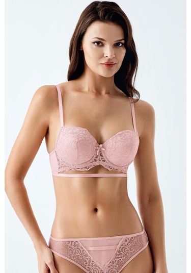 Luw 6116 Pudra Dolgulu Sütyen Külot 2Li Takım Pudra