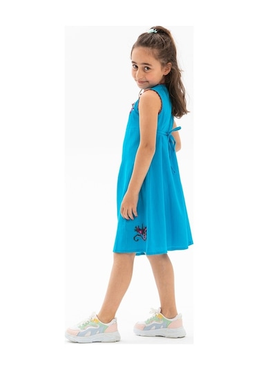 Burçak Şile Bezi Kız Çocuk Elbise Turkuaz Trkz