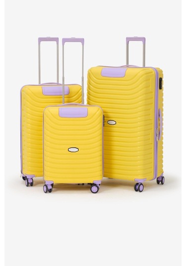 3'lü Set Silikon Kırılmaz Pp Unisex Sarı Lila Valiz Pwvlz005 Sarı Lila