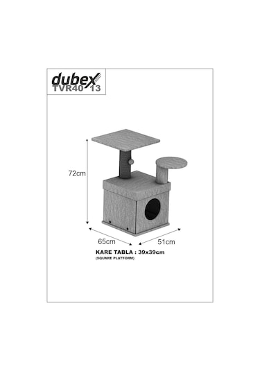 Dubex Kedi Oyun Evi Tırmalama Platformu 65 x 51 x 72 CM