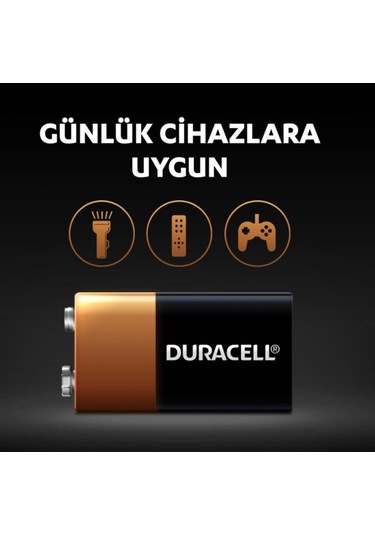 Duracell 6LR61/MN1604 Alkalin 9V Pil 3'lü