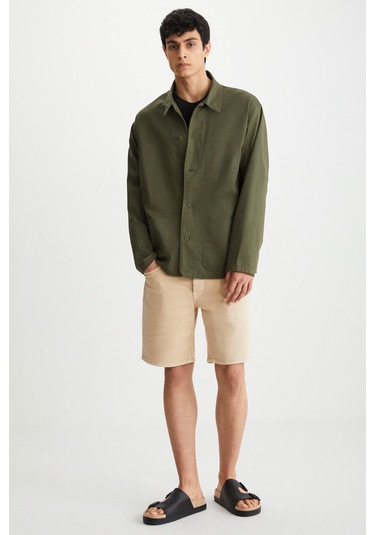 Wagner Erkek Özel Dokulu Kalın Kumaş Düğmeli 3 Cep Detaylı Regular Fit Haki Ceket