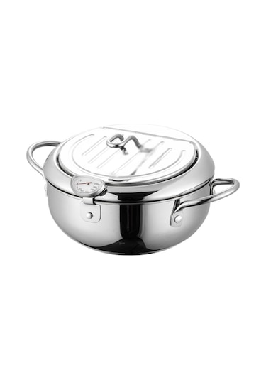 Derin Kızartma Tencere Derin Kızartma Tencere Paslanmaz Çelik Termometre