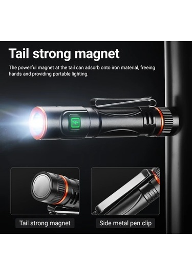 Brightnova Alonefire Mini Yüksek Parlaklık Usb Şarjlı Fener Black X81 5 Seviyeli Ayarlanabilir Işık Tip C Şarj Kampçılık Yürüyüş Acil Durum Altın