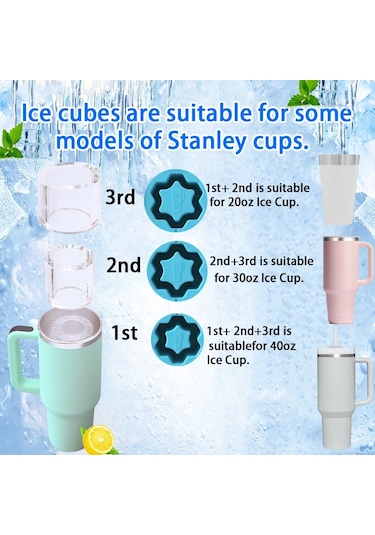 Sones Stanley Silikon Buz Bölmesi Büyük Kapasiteli Kapaklı Buz Kalıbı İçin, Stil: Bardak Yeşil Diğer