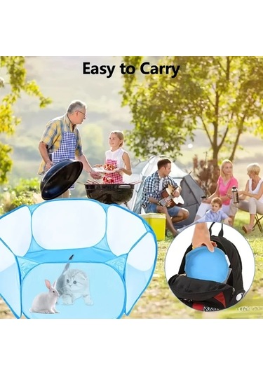 Elmpaly Mavi Katlanır Nefes Alabilir Küçük Evcil Hayvan Taşınabilir Oyun Parkı