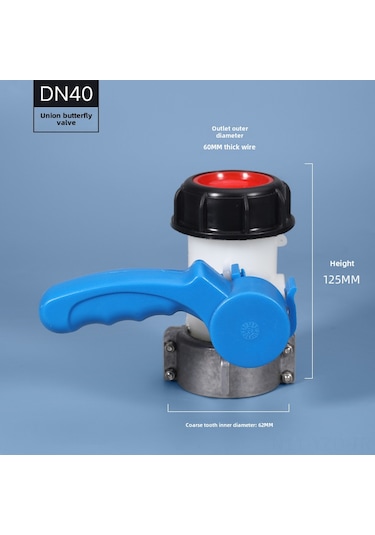 Yuntech01 1000l Ibc Plastik Tank Açık/kapalı Valfi - Asit Ve Baza Dayanıklı Dn40 Kelebek Valfi 62mm Canlı Bağlantı Mx