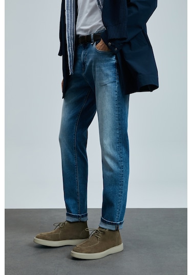 Lufian Mattıas Smart Jean Erkek Pantolon Slim Fit Mavi Mavi 111200189100300 Mavi