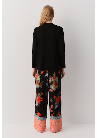 Suwen Liora Pijama Takımı Sh26120660911 Siyah Desenli