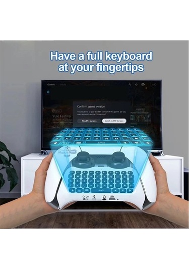 Flybuy Ps5 İçin Kablosuz Klavye, Bluetooth Harici Klavye, Sesli Sohbet, Beyaz塑料