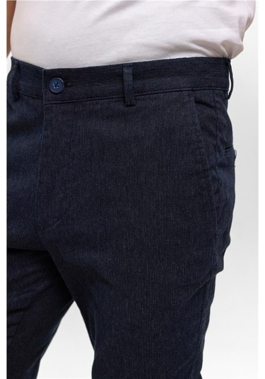 Lacivert Regular Armürlü Pantolon Lacivert