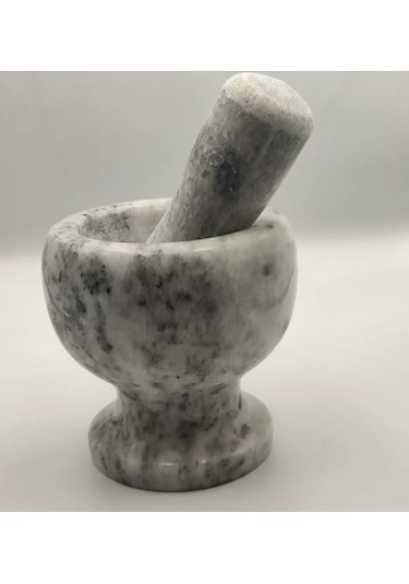 Diperla Açık Gri Marmara %100 Doğal Mermer Havan Sarımsak Dövecek