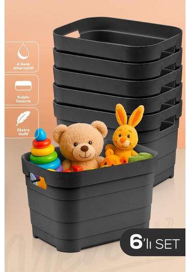 6'lı 5 Litre Saklama Kutusu Antrasit Antrasit