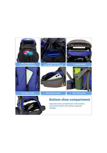 Vanaheımr-50l Yürüyüş Sırt Çantası Su Geçirmez Kamp Sırt Çantası,siyah Siyah