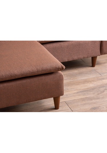 Lungo Modüler Mini Köşe Koltuk Takımı L Koltuk - Açık Kahve Keten Kahverengi