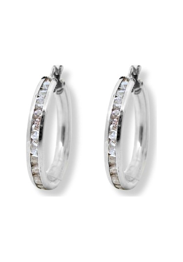 Oya Silver Sıra Taşlı Kadın Gümüş Halka Küpe 2.5x2.5cm