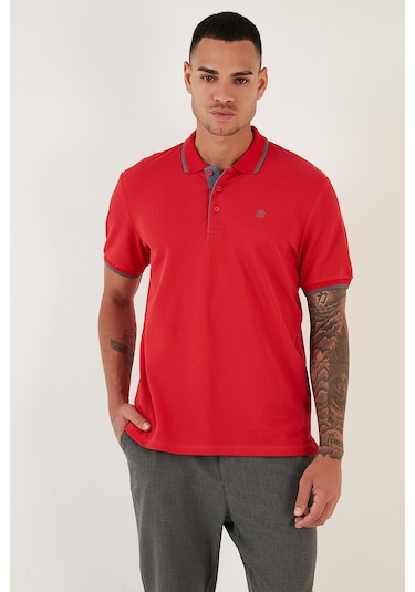 Buratti Pamuklu Slim Fit Şerit Detaylı Düğmeli Polo Yaka 5'Li Paket Erkek T Shirt 5902118S5 Siyah-Beyaz-Kırmızı-Antrasit-Haki
