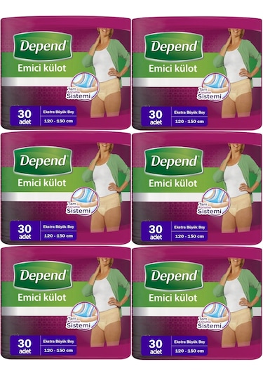 Depend Emici Külot Kadın Hasta Extra Büyük XL 6 x 30'Lu