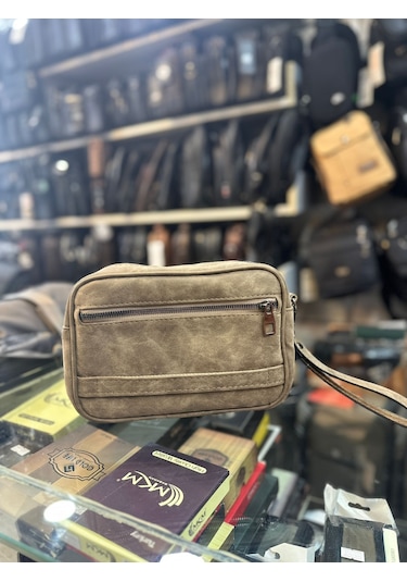 Trg Polo Bej Greyzu Deri El Çantası Bej