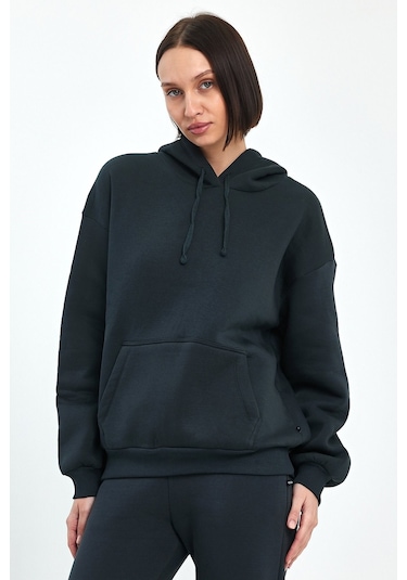 Odda Kadın Kapüşonlu Şardonlu Sweatshirt Antrasit