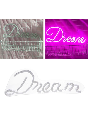 Homyl Led Neon Işık Usb Powered "rüya" Bar Oturma Odası Pembe Pembe