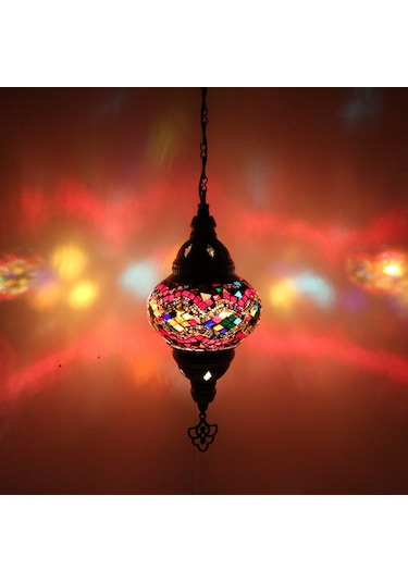 Dekoratif TEKLİ AVİZE SARKIT FENER EL YAPIMI OSMANLI LAMBASI