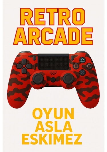 Ps4 Kolu Kablosuz, Şarj Edilebilir, Titreşimli Kırmızı Kamuflaj