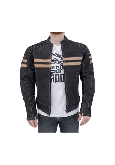The Biker Jeans Retro Wax Black Korumalı Motosiklet Deri Montu