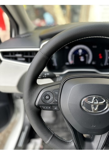 Toyota Corolla 2020-2024 Araca Özel Direksiyon Kılıfı Nokta Düz Gri Dikiş