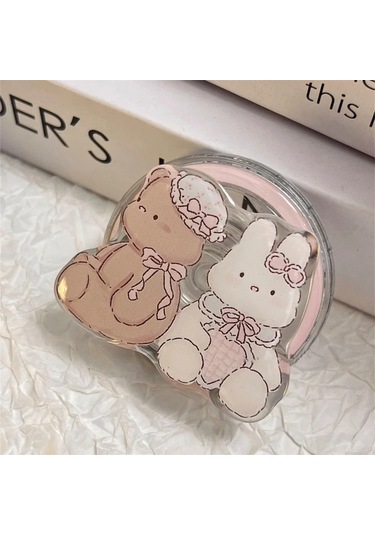 Goldenqian Kore Sevimli Karikatür Köpek Magsafe Manyetik Telefon Griptok Kavrama Tok Standı İphone 15 14 12 Kablosuz Şarj Tutucu Braketi 16 16