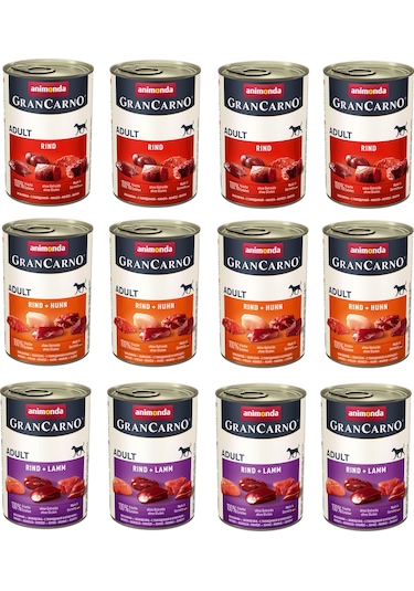 Animonda Gran Carno 3 Çeşit Karma Köpek Konserve 400 G X 12 Adet