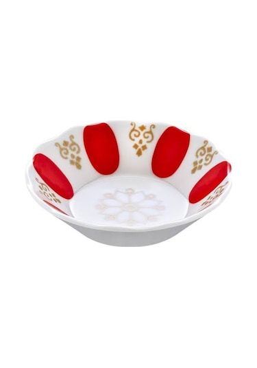 Kahveci Tip Çay Tabağı Bardak Altlığı Kırmızı Beyaz Kalın Melamin 6 Adet Kırmızı